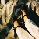 Dora Low Heels, black glitter